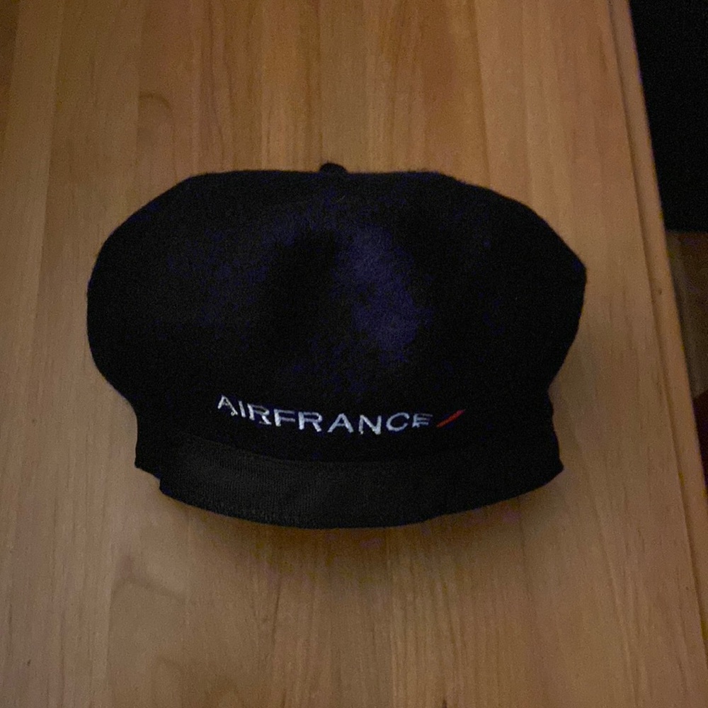 Authentic AIR FRANCE black French beret hat NEW
